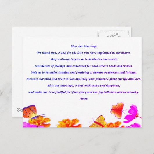 Onze huwelijksgebed zonder blote ogen briefkaart (Voorkant / Achterkant)