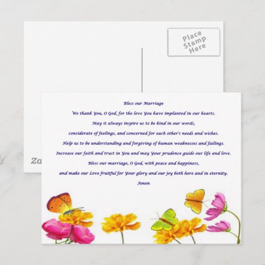 Onze huwelijksgebed zonder blote ogen briefkaart (Voorkant / Achterkant)