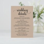 Onze huwelijksgegevens, Robuust Light Brown Kraft Informatiekaartje (Staand voorkant)