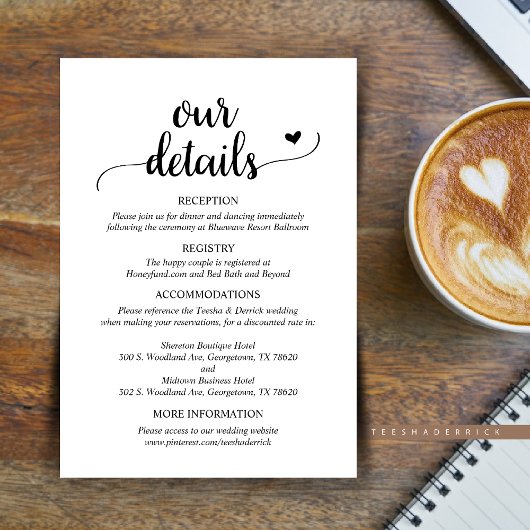 Onze huwelijksgegevens, Robuuste geluidskaart Informatiekaartje