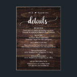 Onze huwelijksgegevens, Rustic Dark Wood Geëerd Informatiekaartje<br><div class="desc">Dit is de Rustic Dark Wood Threadding,  Wedding Details Enclosure Card,  waarbij je je trouwreceptie,  accommodatie,  je trouwwebsite en andere zaken kunt meenemen. U kunt de doopvontkleuren veranderen,  en uw trouwdetails in de passende doopvont/het schrijven toevoegen. #TeeshaDerrick</div>