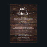 Onze huwelijksgegevens, Rustic Dark Wood Geëerd Informatiekaartje<br><div class="desc">Dit is de Rustic Dark Wood Threadding,  Wedding Details Enclosure Card,  waarbij je je trouwreceptie,  accommodatie,  je trouwwebsite en andere zaken kunt meenemen. U kunt de doopvontkleuren veranderen,  en uw trouwdetails in de passende doopvont/het schrijven toevoegen. #TeeshaDerrick</div>