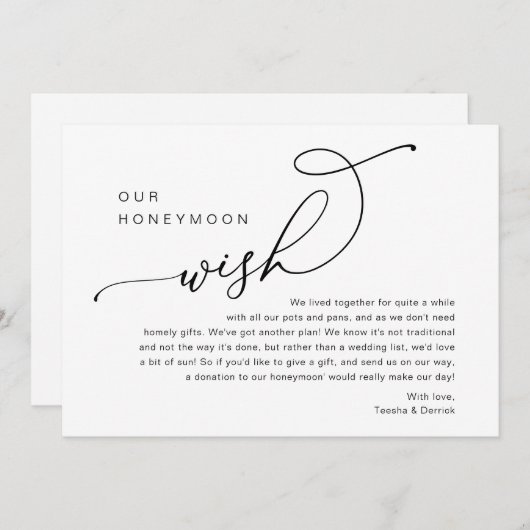 Onze huwelijksreis wens, bruiloft nodigt behuizing kaart (Voorkant / Achterkant)