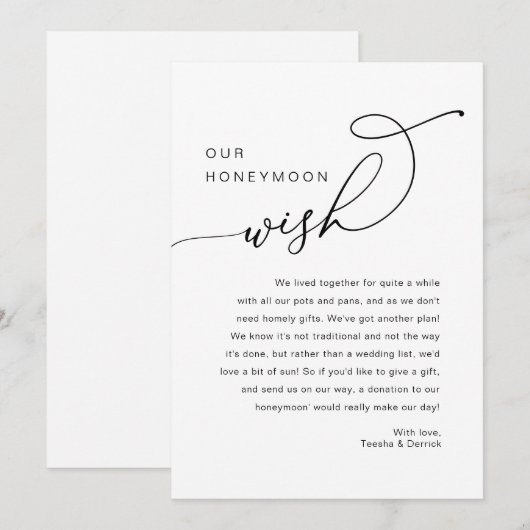 Onze huwelijksreis wens, bruiloft uitnodigt kaart (Voorkant / Achterkant)