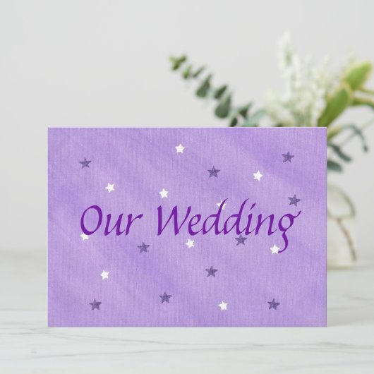 Onze huwelijksuitnodigingen, Paarse en witte sterr Kaart (Staand voorkant)