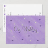 Onze huwelijksuitnodigingen, Paarse en zilveren st Kaart (Voorkant / Achterkant)