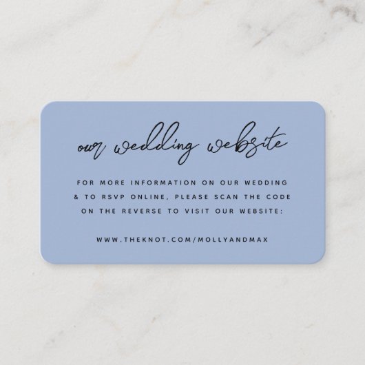 Onze huwelijkswebsite | QR Code Simple Photo RSVP Informatiekaartje (Voorkant)