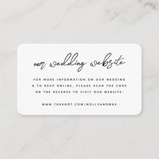 Onze huwelijkswebsite | QR Code Simple Photo RSVP Informatiekaartje (Voorkant)