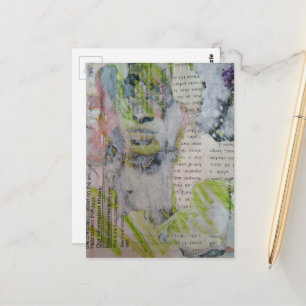 Onze informatie toont abstracte collage met gezich briefkaart