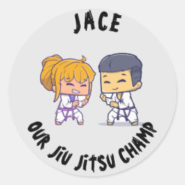 Onze Jiu Jitsu Champ Verjaardagspapier Bord Ronde Sticker