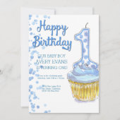 Onze jongen draait om één blauwe dag uitnodiging (Voorkant)