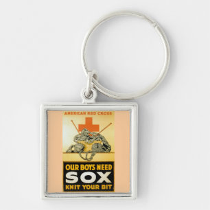 Onze jongens hebben een Sox ~ Knit je bit nodig Sleutelhanger