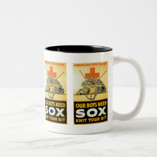 Onze jongens hebben sox ~ Knip nodig. Tweekleurige Koffiemok