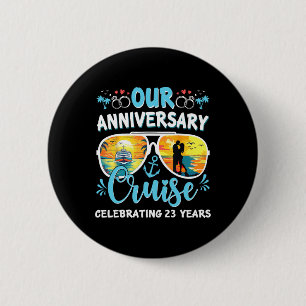 Onze jubileumcruise ter viering van 23 jaar getrou ronde button 5,7 cm