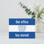 Onze Kantoor hebben Blauw en Wit bericht verplaats Aankondigingskaart (Staand voorkant)