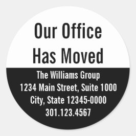 Onze Kantoor heeft Black & White aankondiging verp Ronde Sticker