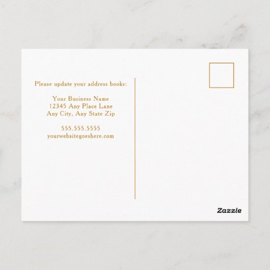 Onze Kantoor heeft Chic Gold Business verplaatst Briefkaart (Achterkant)