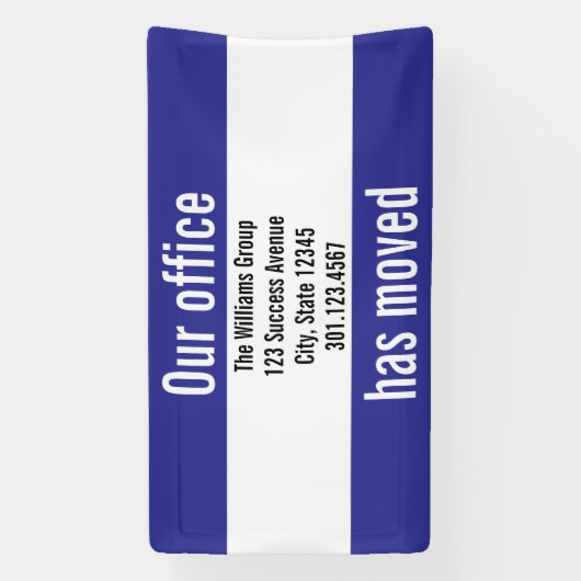 Onze Kantoor heeft de aankondiging blauw-wit verpl Spandoek (Verticaal)