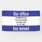 Onze Kantoor heeft de aankondiging blauw-wit verpl Spandoek (Horizontaal)