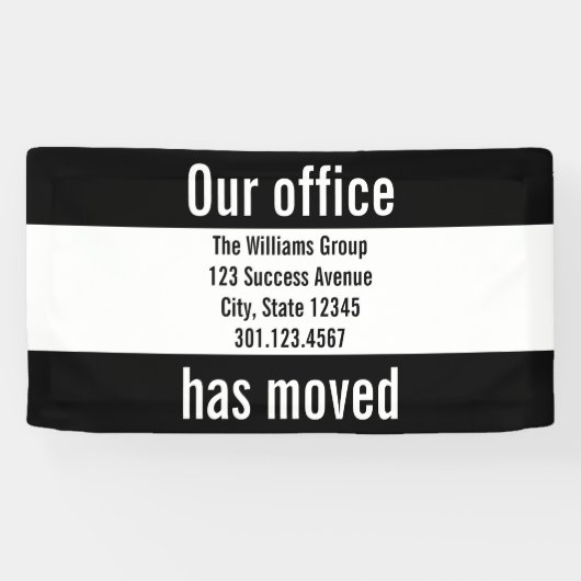 Onze Kantoor heeft de aankondiging zwart-wit verpl Spandoek (Horizontaal)