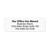 Onze Kantoor heeft de adreswijziging van het bedri Etiket (Voorkant)