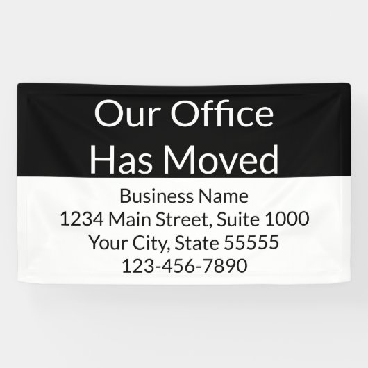Onze Kantoor heeft de zaken zwart-wit verplaatst Spandoek (Horizontaal)