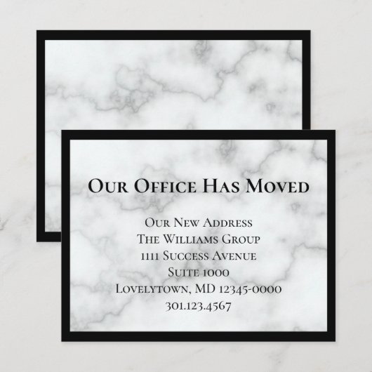 Onze Kantoor heeft Faux Marble aangekondigd Aankondiging (Voorkant / Achterkant)