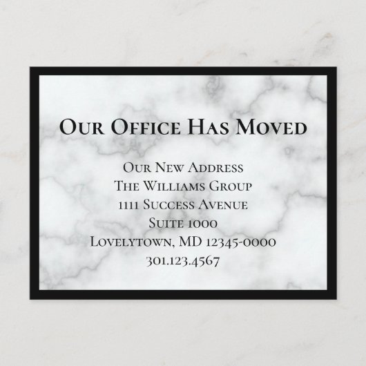 Onze Kantoor heeft Faux Marble aangekondigd Aankondigingskaart (Voorkant)