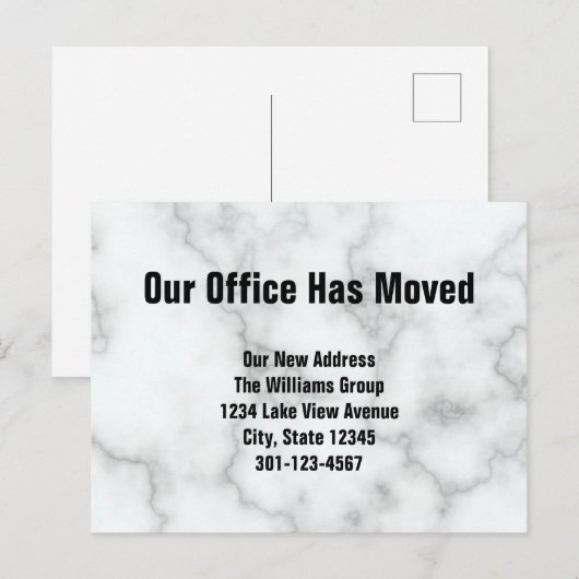 Onze Kantoor heeft Faux Marble aangekondigd Aankondigingskaart (Voorkant / Achterkant)