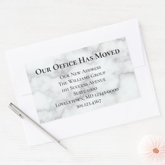 Onze Kantoor heeft Faux Marble aangekondigd Rechthoekige Sticker (Envelop)