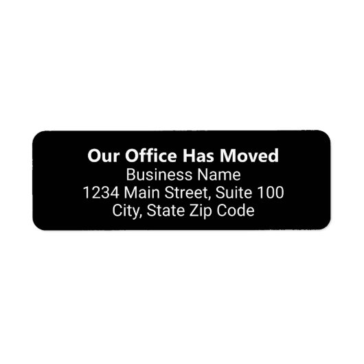 Onze Kantoor heeft verplaatst bedrijf zwart nieuw  Etiket (Voorkant)