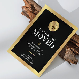 Onze Kantoor heeft verplaatst Black & Gold Logo Ni Briefkaart