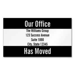 Onze Kantoor heeft zwart-witmededeling verplaatst Magnetisch Visitekaartje