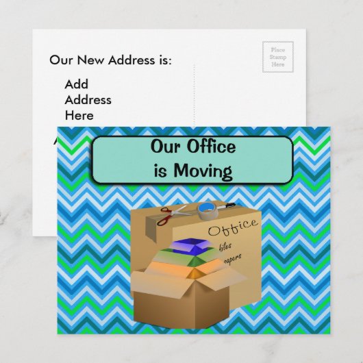 Onze Kantoor is in beweging, bedrijfsaankondiging Aankondigingskaart (Voorkant / Achterkant)