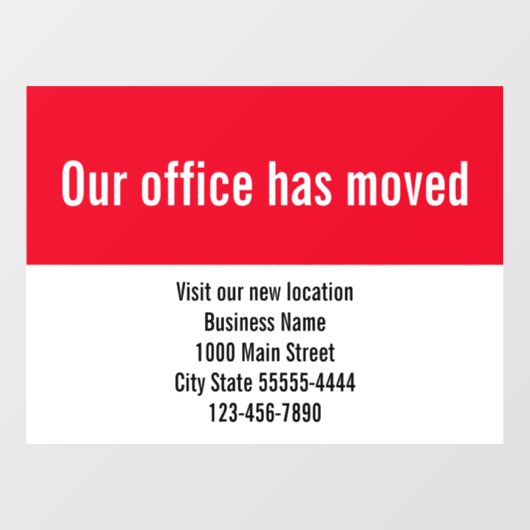 Onze Kantoor Is Verhuisd Rood Witte Verhuis Aankon Raamsticker (Vel)