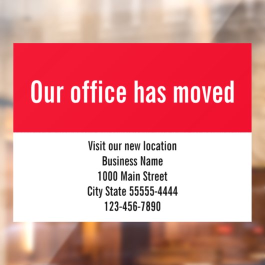 Onze Kantoor Is Verhuisd Rood Witte Verhuis Aankon Raamsticker (Vel 2)