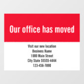 Onze Kantoor Is Verhuisd Rood Witte Verhuisbericht Raamsticker (Vel)