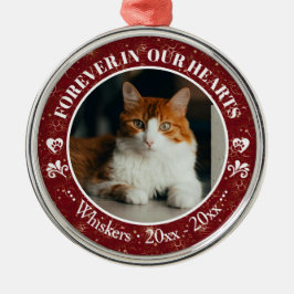 Onze Kat Foto en Naam Herdenking voor Altijd in On Metalen Ornament