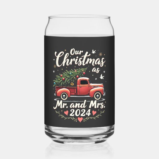 Onze Kerst als Mr en Mrs 2024 Matching Couples Blikvorm Glas (Voorkant)