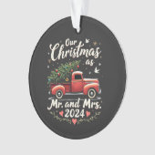 Onze Kerst als Mr en Mrs 2024 Matching Couples Ornament (voorkant)
