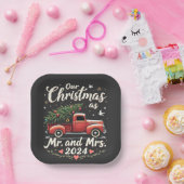 Onze Kerst als Mr en Mrs 2024 Matching Couples Papieren Bordje (Feest)