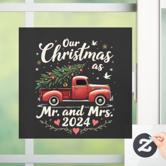 Onze Kerst als Mr en Mrs 2024 Matching Couples Raamsticker (Huis)