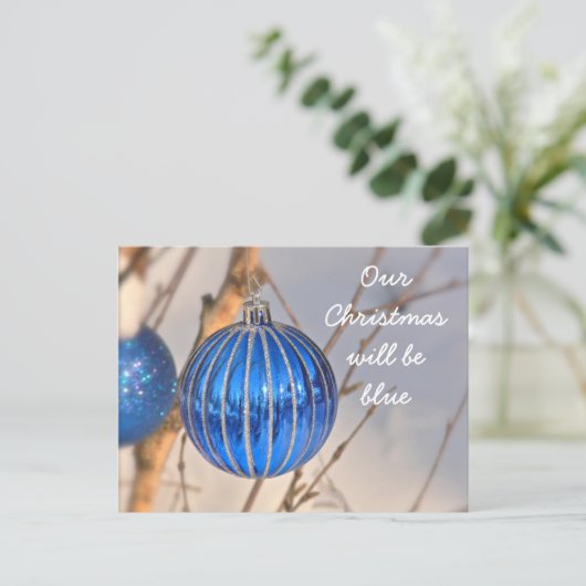 "ONZE KERST ZAL BLAUW ZIJN ZONDER JOU" BRIEFKAART (Staand voorkant)