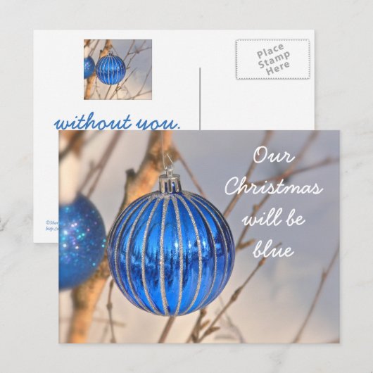 "ONZE KERST ZAL BLAUW ZIJN ZONDER JOU" BRIEFKAART (Voorkant / Achterkant)