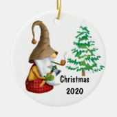 Onze Kerstboom Omhakken Keramisch Ornament (Voorkant)