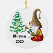 Onze Kerstboom Omhakken Keramisch Ornament (Achterkant)