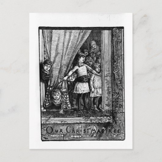 Onze kerstboom Victoriaans winterscène Feestdagenkaart (Voorkant)