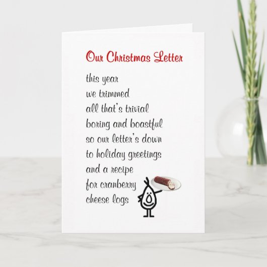 Onze kerstbrief - een grappig kerstgedicht feestdagen kaart (Voorkant)