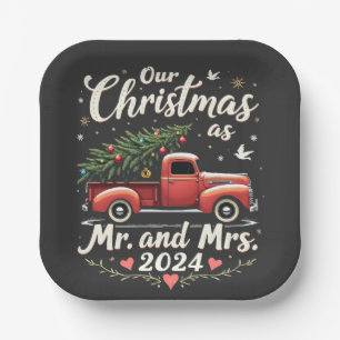Onze Kerstmis als Mijnheer en Mevrouw 2024 Overeen Papieren Bordje