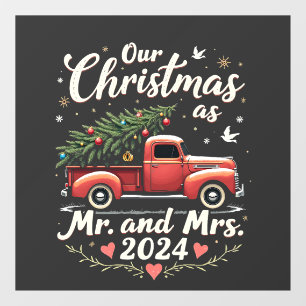 Onze Kerstmis als Mijnheer en Mevrouw 2024 Overeen Raamsticker